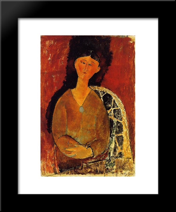 Beatrice Hastings, Seated 20x24 Black Modern Wood Framed Art Print Poster by Modigliani, Amedeo