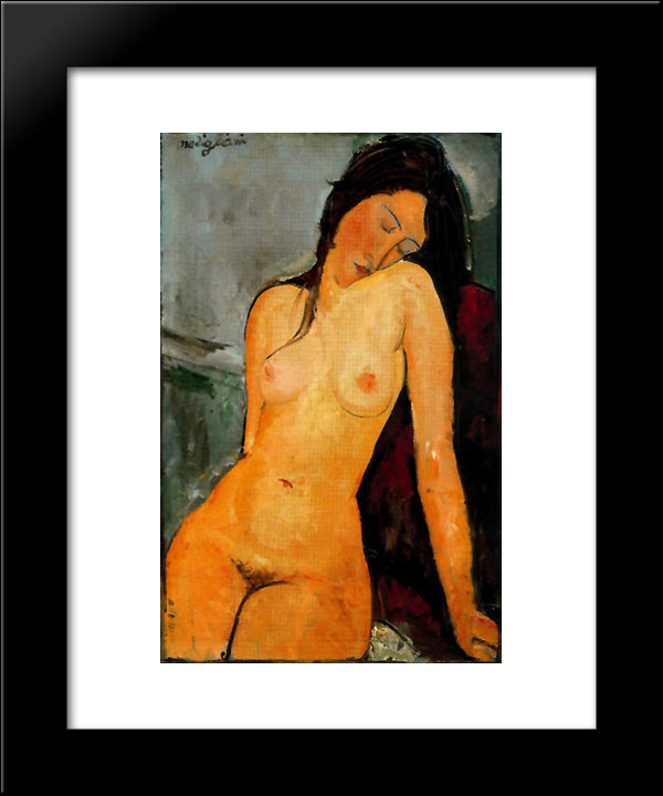 Female Nude 20x24 Black Modern Wood Framed Art Print Poster by Modigliani, Amedeo