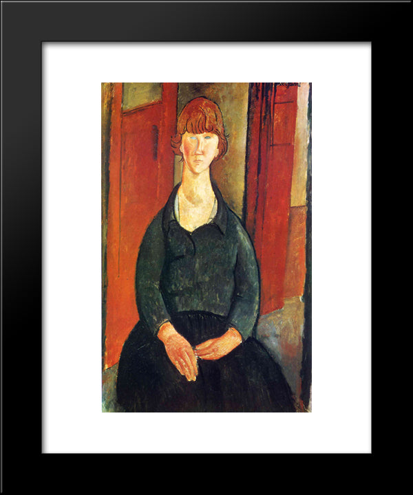Flower Vendor 20x24 Black Modern Wood Framed Art Print Poster by Modigliani, Amedeo