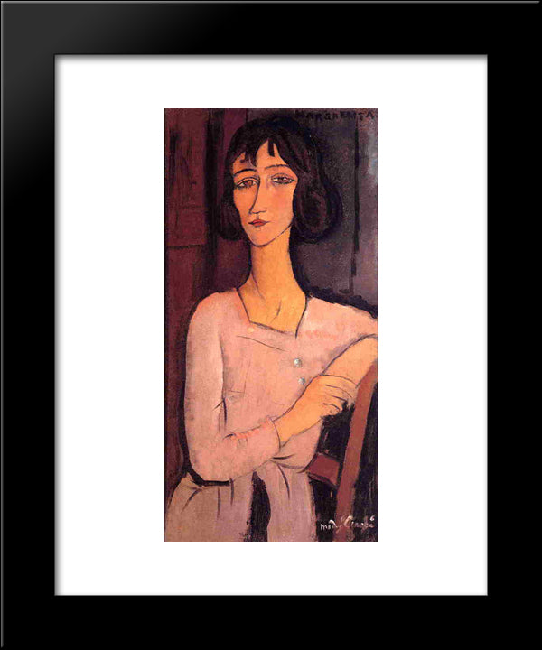 Margarita Seated 20x24 Black Modern Wood Framed Art Print Poster by Modigliani, Amedeo