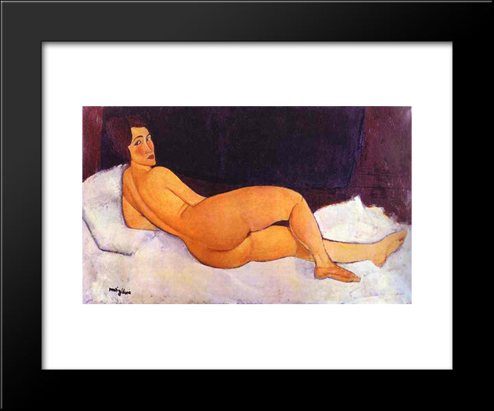Nude Looking Over Her Right Shoulder 20x24 Black Modern Wood Framed Art Print Poster by Modigliani, Amedeo