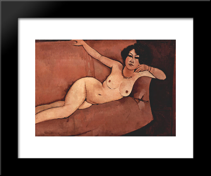 Nude On Sofa (Almaisa) 20x24 Black Modern Wood Framed Art Print Poster by Modigliani, Amedeo