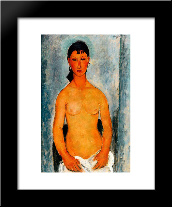 Standing Nude (Elvira) 20x24 Black Modern Wood Framed Art Print Poster by Modigliani, Amedeo