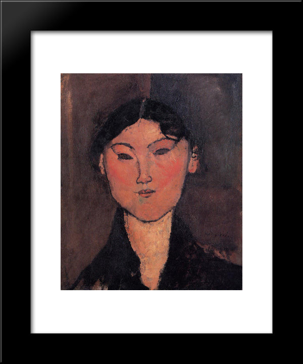 Woman'S Head (Rosalia) 20x24 Black Modern Wood Framed Art Print Poster by Modigliani, Amedeo