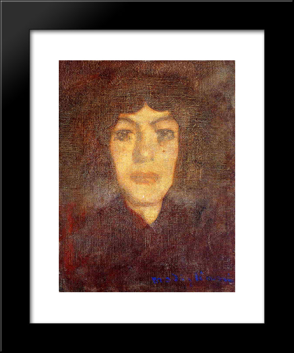 Woman'S Head With Beauty Spot 20x24 Black Modern Wood Framed Art Print Poster by Modigliani, Amedeo