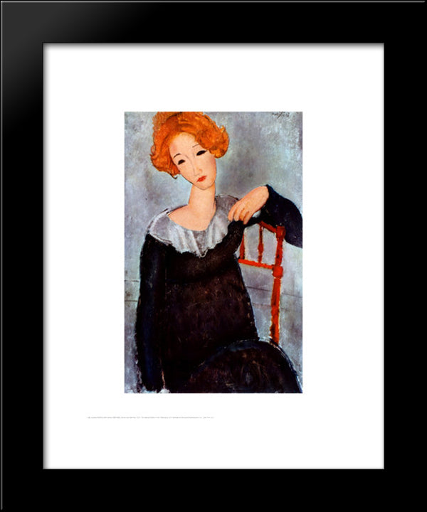 Women With Red Hair 20x24 Black Modern Wood Framed Art Print Poster by Modigliani, Amedeo