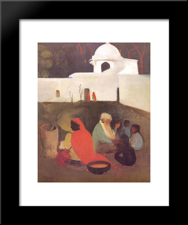 Ancient Storyteller 20x24 Black Modern Wood Framed Art Print Poster by Sher Gil, Amrita