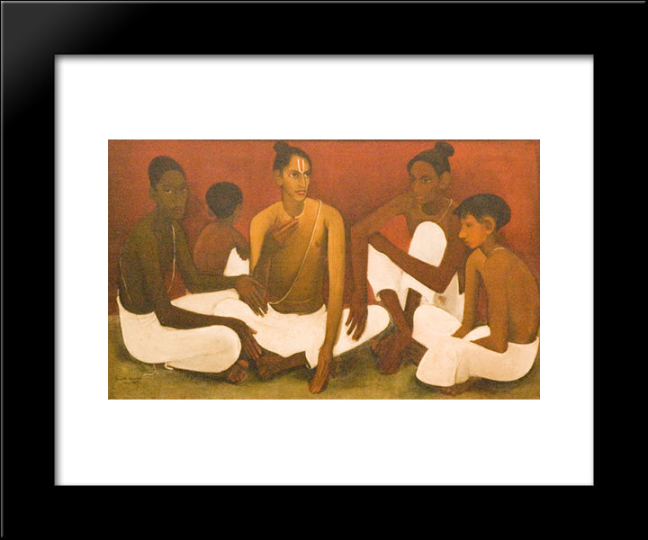 Brahmacharis 20x24 Black Modern Wood Framed Art Print Poster by Sher Gil, Amrita