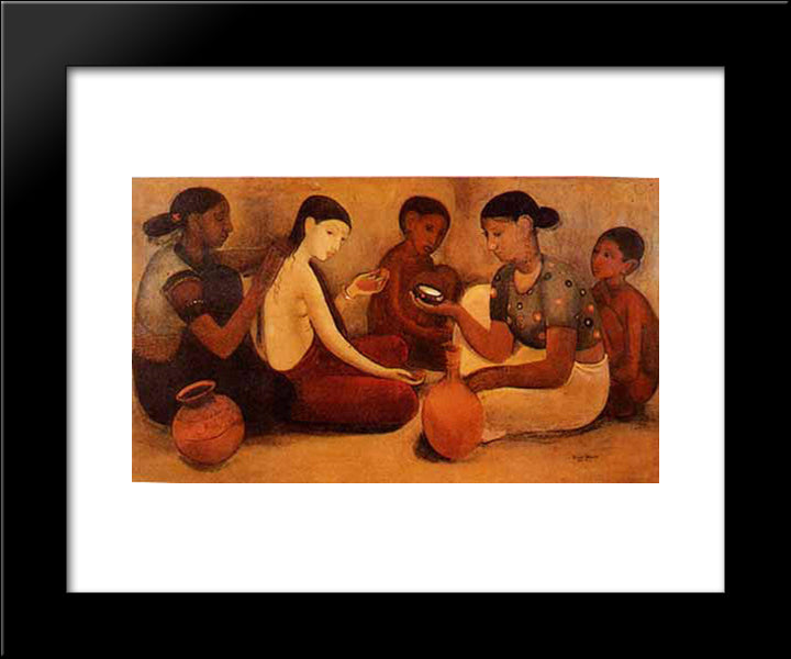 Bride'S Toilet 20x24 Black Modern Wood Framed Art Print Poster by Sher Gil, Amrita