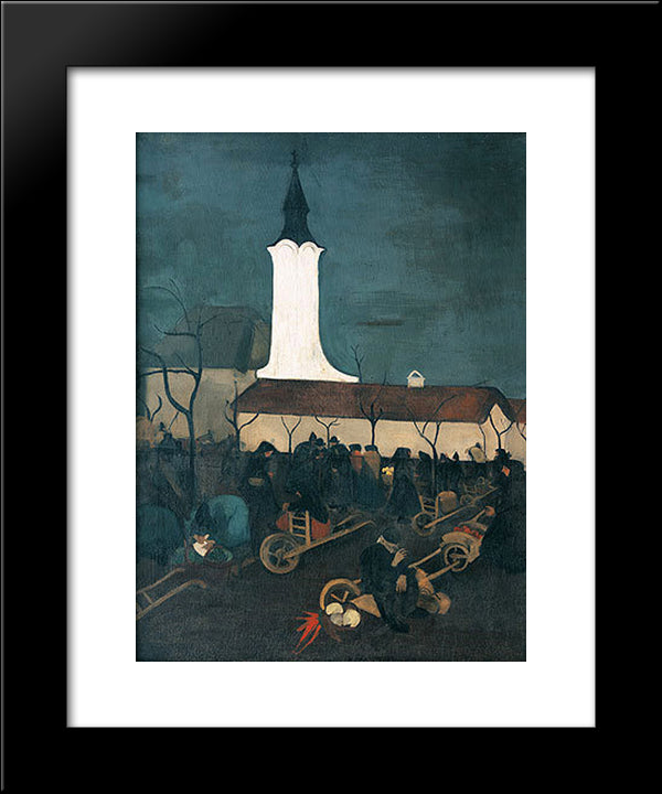 Hungarian Market Scene 20x24 Black Modern Wood Framed Art Print Poster by Sher Gil, Amrita