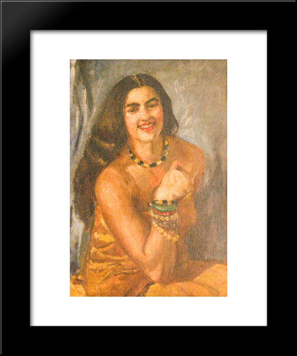 Self-Portrait 20x24 Black Modern Wood Framed Art Print Poster by Sher Gil, Amrita