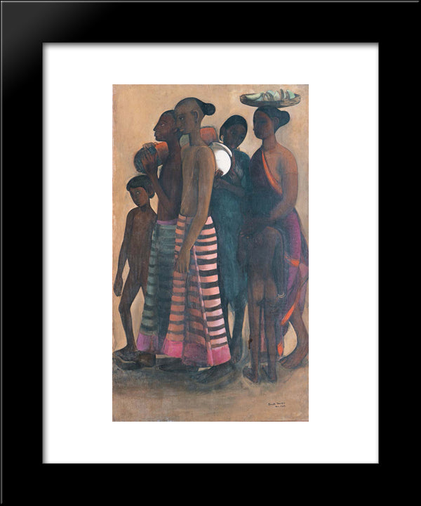 South Indian Villagers Going To A Market 20x24 Black Modern Wood Framed Art Print Poster by Sher Gil, Amrita