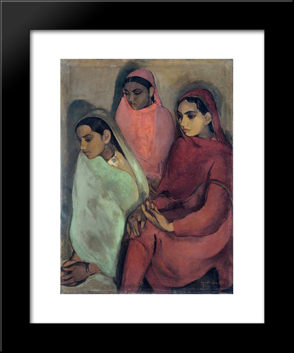 Three Girls 20x24 Black Modern Wood Framed Art Print Poster by Sher Gil, Amrita