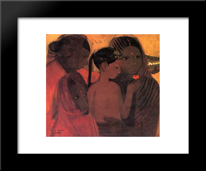 Tribal Women 20x24 Black Modern Wood Framed Art Print Poster by Sher Gil, Amrita