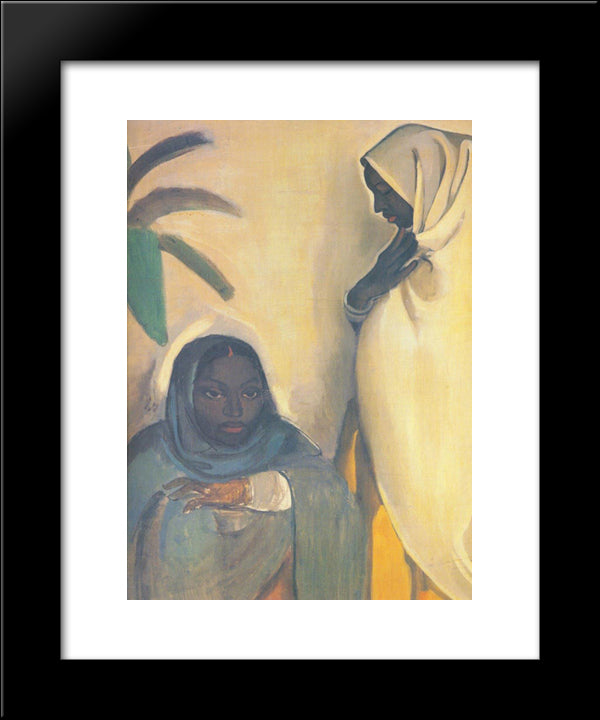Two Women 20x24 Black Modern Wood Framed Art Print Poster by Sher Gil, Amrita