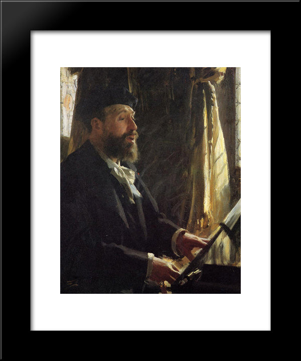 A Portrait Of Jean Baptiste Faure 20x24 Black Modern Wood Framed Art Print Poster by Zorn, Anders