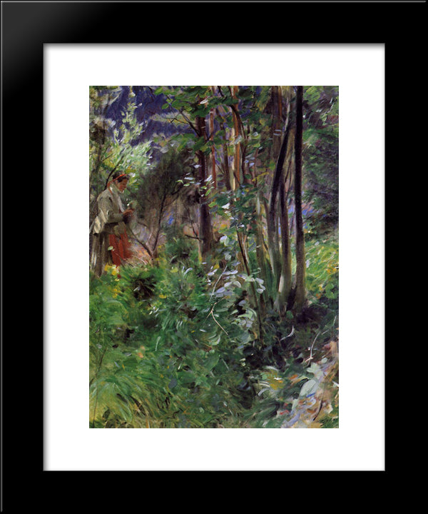 A Woman In A Forest 20x24 Black Modern Wood Framed Art Print Poster by Zorn, Anders