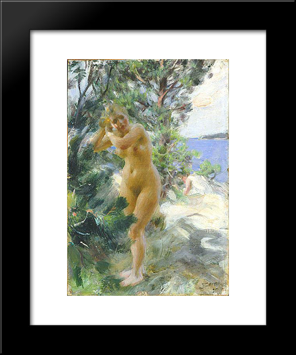 After The Bath 20x24 Black Modern Wood Framed Art Print Poster by Zorn, Anders