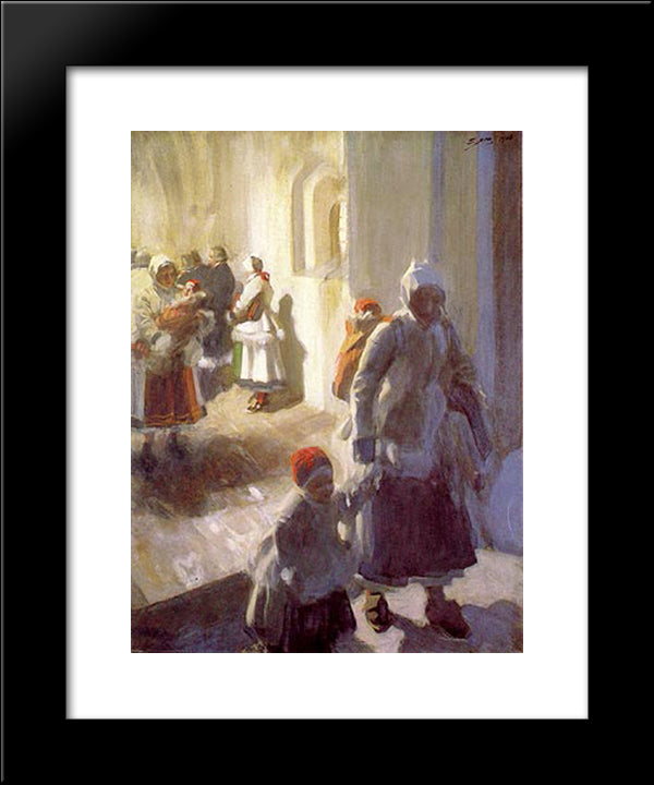 Christmas Morning Service 20x24 Black Modern Wood Framed Art Print Poster by Zorn, Anders