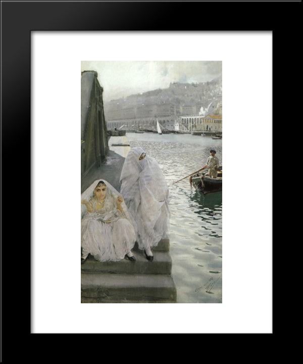 In The Harbour Of Algiers 20x24 Black Modern Wood Framed Art Print Poster by Zorn, Anders