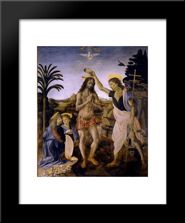 The Baptism Of Christ 20x24 Black Modern Wood Framed Art Print Poster by Verrocchio, Andrea del