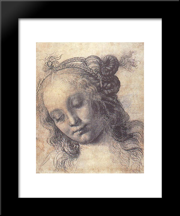 Woman Looking Down 20x24 Black Modern Wood Framed Art Print Poster by Verrocchio, Andrea del