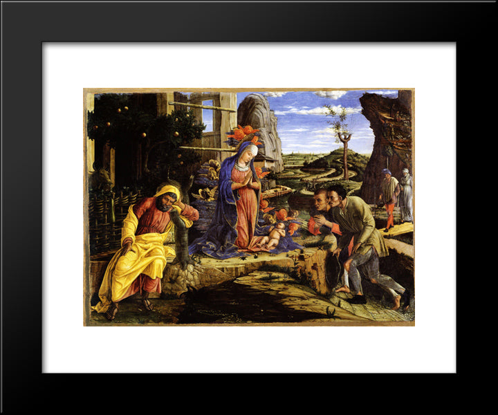 Adoration Of The Shepherds 20x24 Black Modern Wood Framed Art Print Poster by Mantegna, Andrea
