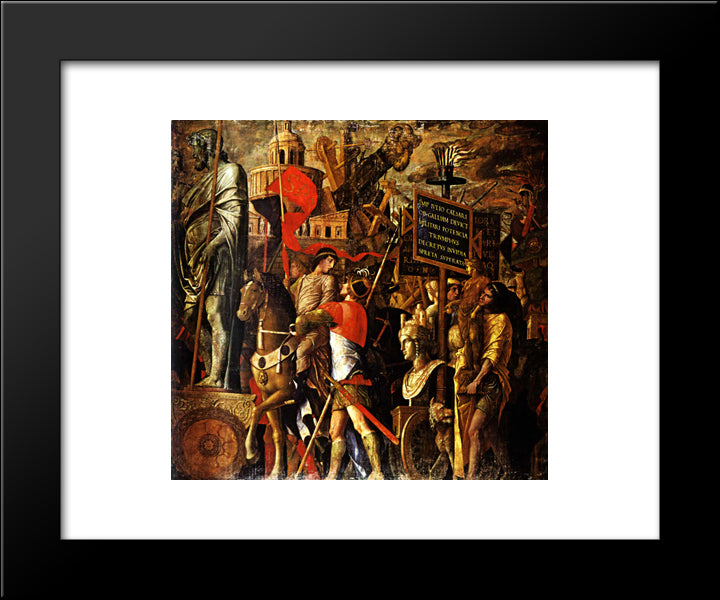 Captured Statues And Siege Equipment, A Representation Of A Captured City And Inscriptions (Triumph Of Caesar) 20x24 Black Modern Wood Framed Art Print Poster by Mantegna, Andrea