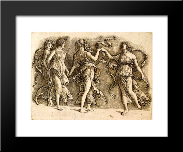 Four Muses 20x24 Black Modern Wood Framed Art Print Poster by Mantegna, Andrea