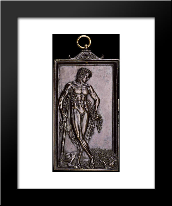 Hercules Resting After The Fight With The Lion Denemee 20x24 Black Modern Wood Framed Art Print Poster by Mantegna, Andrea