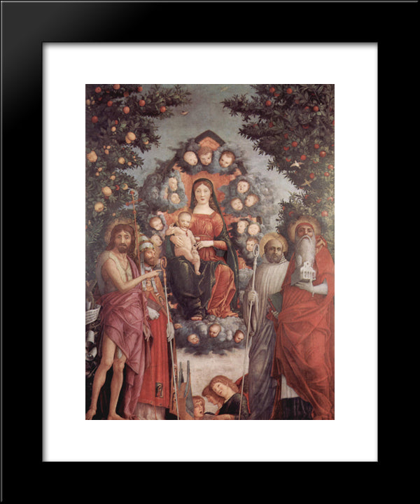 Madonna With Saints St. John Thebaptist, St. Gregory I The Great, St. Benedict 20x24 Black Modern Wood Framed Art Print Poster by Mantegna, Andrea