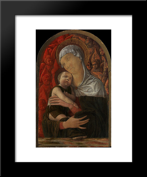 Madonna And Child With Seraphim And Cherubim 20x24 Black Modern Wood Framed Art Print Poster by Mantegna, Andrea