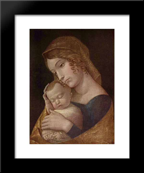 Maria With The Sleeping Child 20x24 Black Modern Wood Framed Art Print Poster by Mantegna, Andrea