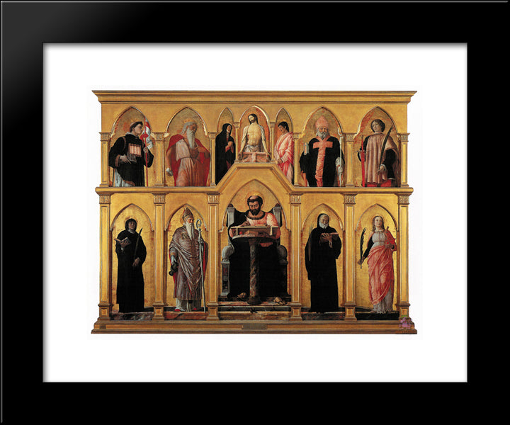 Polyptych Of St. Luke 20x24 Black Modern Wood Framed Art Print Poster by Mantegna, Andrea