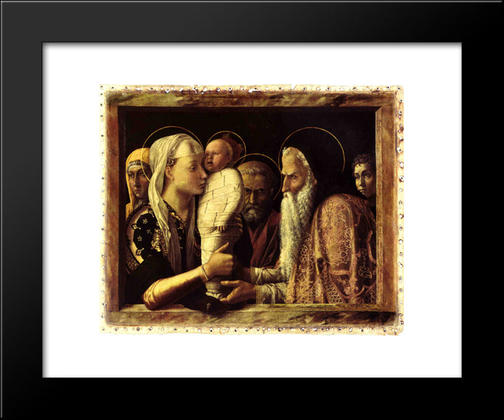 Presentation Of Christ In The Temple 20x24 Black Modern Wood Framed Art Print Poster by Mantegna, Andrea