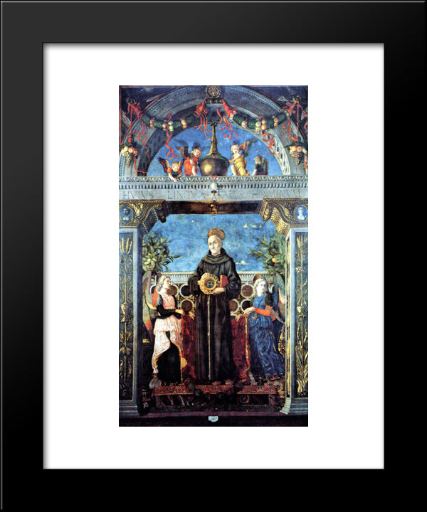 St. Bernardine Of Siena With The Angels 20x24 Black Modern Wood Framed Art Print Poster by Mantegna, Andrea