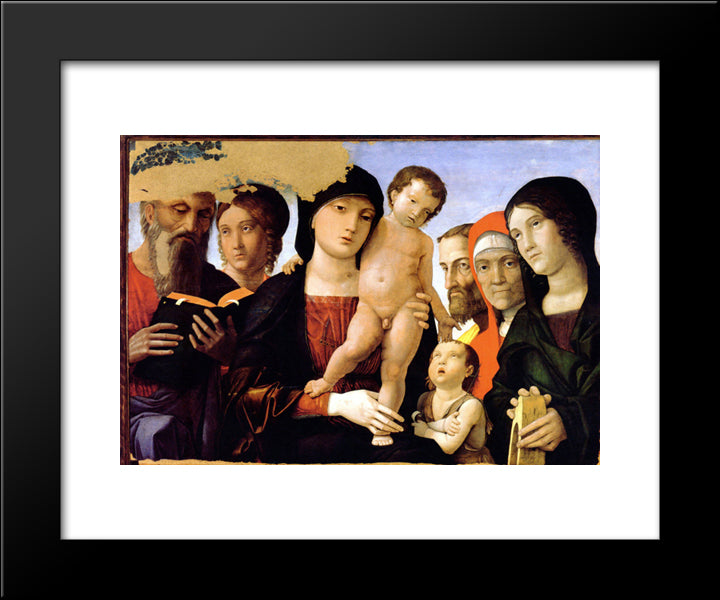 The Holy Family 20x24 Black Modern Wood Framed Art Print Poster by Mantegna, Andrea