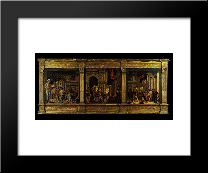 The Martyrdom Of Saint Christopher 20x24 Black Modern Wood Framed Art Print Poster by Mantegna, Andrea