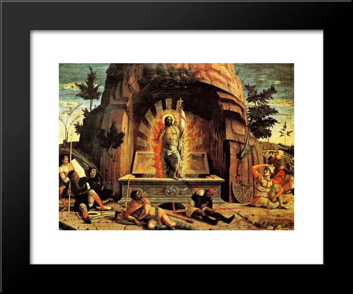 The Resurrection, Right Hand Predella Panel From The Altarpiece Of St. Zeno Of Verona 20x24 Black Modern Wood Framed Art Print Poster by Mantegna, Andrea