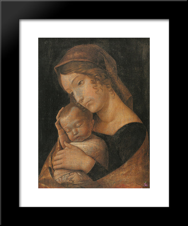 Virgin And Child 20x24 Black Modern Wood Framed Art Print Poster by Mantegna, Andrea