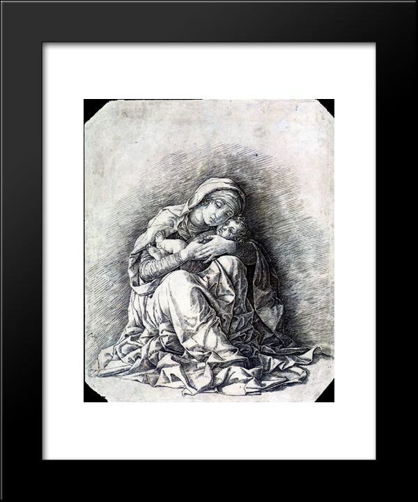 Virgin And Child (Madonna Of Humility) 20x24 Black Modern Wood Framed Art Print Poster by Mantegna, Andrea