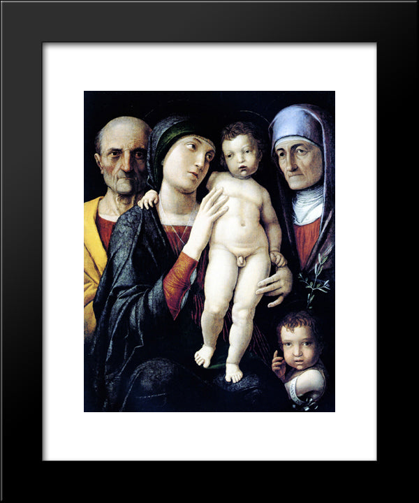 Virgin And Child With St. John The Baptist, St. Zachary And St. Elizabeth 20x24 Black Modern Wood Framed Art Print Poster by Mantegna, Andrea