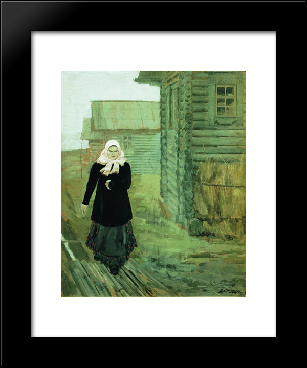In A Village. Going To Liturgy 20x24 Black Modern Wood Framed Art Print Poster by Ryabushkin, Andrei