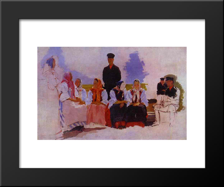 Sunday In The Village, Study 20x24 Black Modern Wood Framed Art Print Poster by Ryabushkin, Andrei