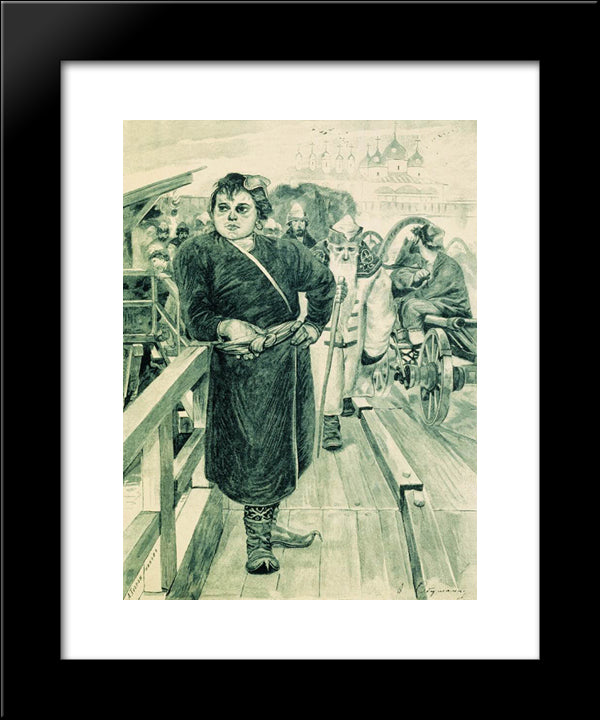 Vasily Buslaev. Illustration For The Book Russian Epic Heroes 20x24 Black Modern Wood Framed Art Print Poster by Ryabushkin, Andrei