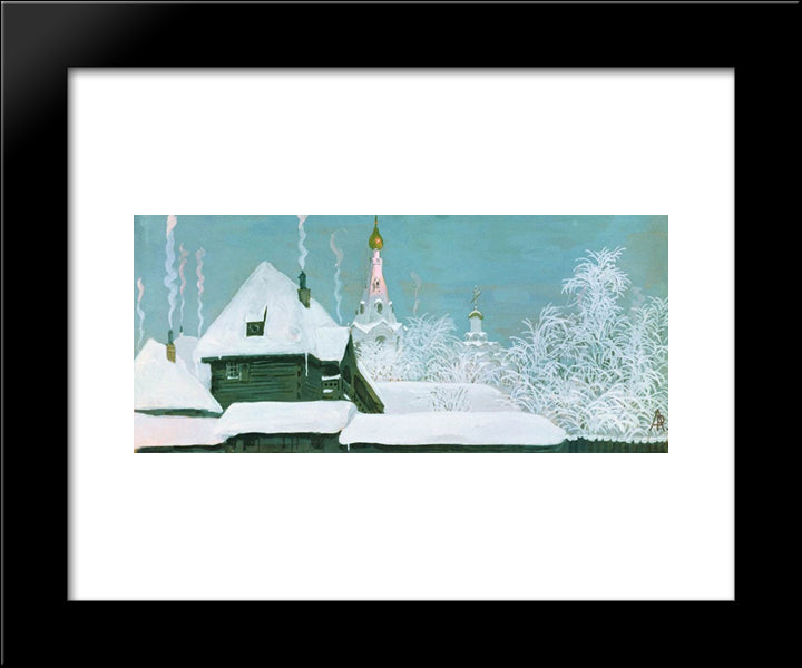 Winter Morning 20x24 Black Modern Wood Framed Art Print Poster by Ryabushkin, Andrei