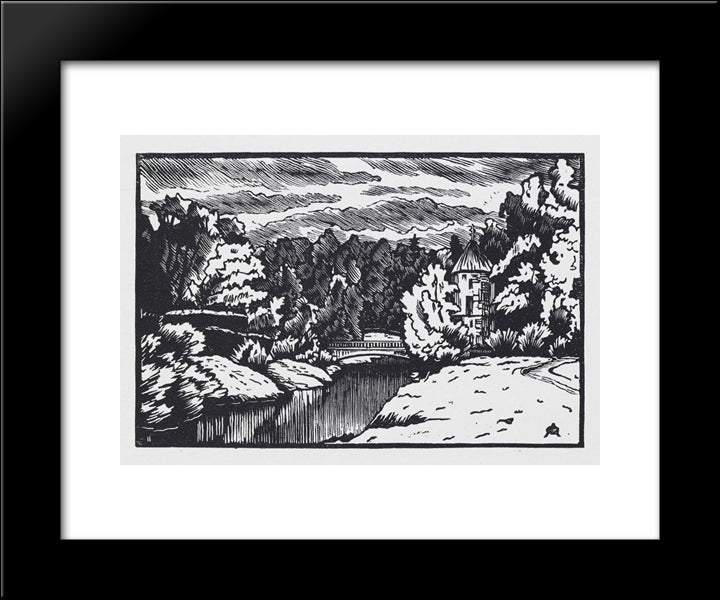 Landscape Near The Pil-Tower 20x24 Black Modern Wood Framed Art Print Poster by Ostroumova Lebedeva, Anna