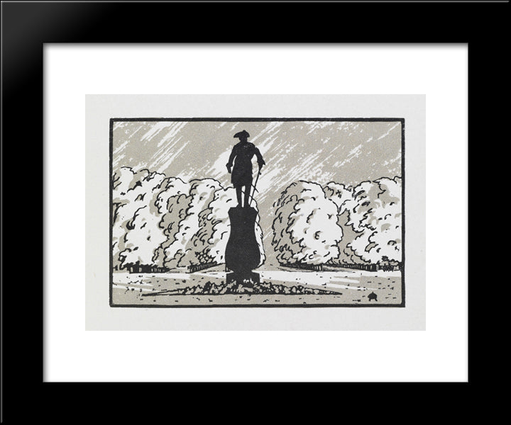 Linden Avenue And The Monument To Paul I 20x24 Black Modern Wood Framed Art Print Poster by Ostroumova Lebedeva, Anna