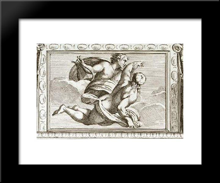 Apollo And Hyacinth 20x24 Black Modern Wood Framed Art Print Poster by Carracci, Annibale