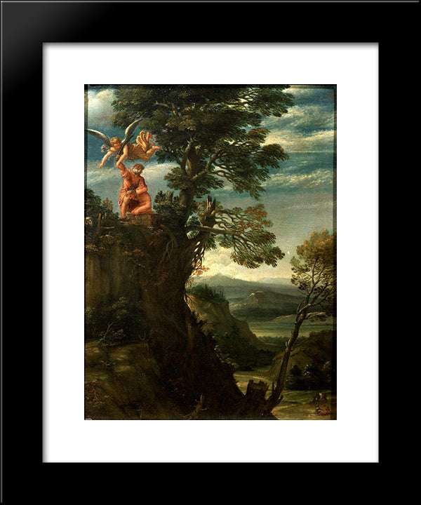 Landscape With The Sacrifice Of Isaac 20x24 Black Modern Wood Framed Art Print Poster by Carracci, Annibale